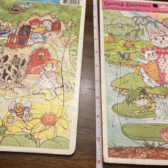 1987 VINTAGE Golden Frame-Tray 12 Piece Puzzles - Lot Of 2 - Spring Bunnies Cute - Picture 9 of 10